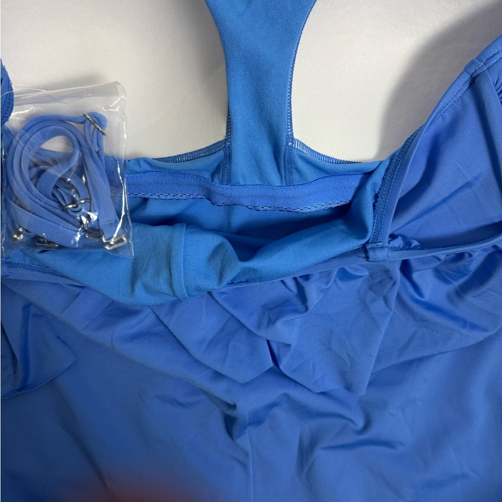 NWT Jantzen Off the Shoulder Cornflower Blue One Piece Bathing Suit Size 14 - Picture 12 of 13